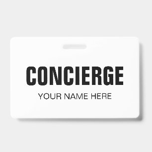 Concierge name badge with clip ID badge
