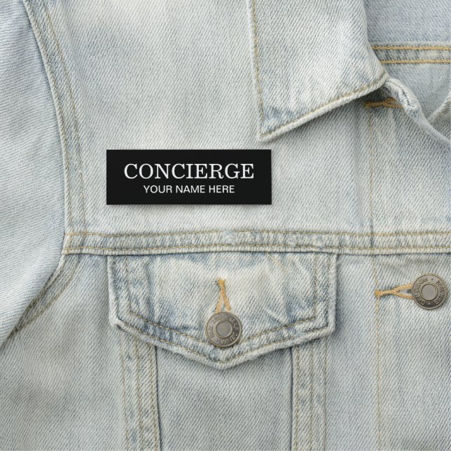 Concierge personalised pin back name tag  (In Situ)