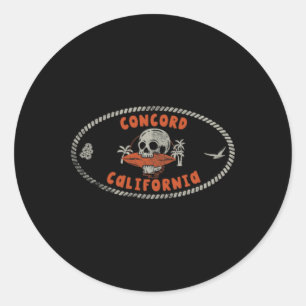 Concord California Ca Retro Surfer Front And Ck Classic Round Sticker
