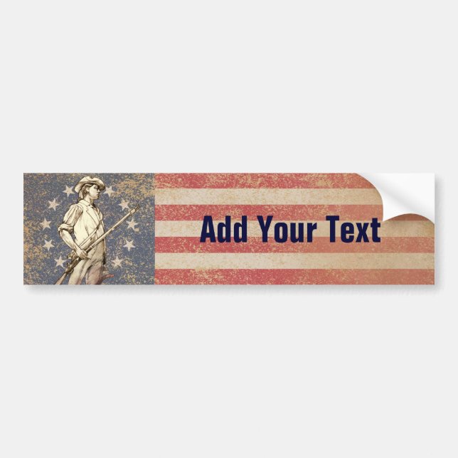 Concord Minuteman with First Americam Flag Bumper Sticker (Front)