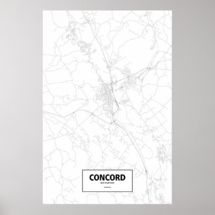 Concord, New Hampshire (black on white) Poster