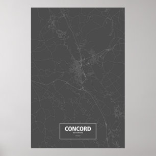 Concord, New Hampshire (white on black) Poster