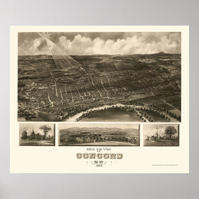 Concord, NH Panoramic Map - 1899 Poster (Front)