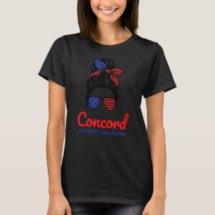 Concord North Carolina Retro Messy Bun T-Shirt