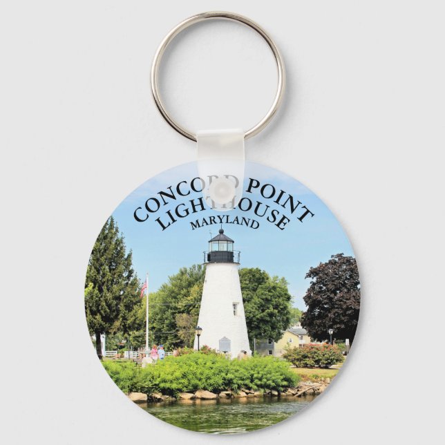 Concord Point Lighthouse, Maryland Button Keychain (Front)