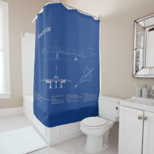 Concorde - Aeroplane Blueprint Drawing Plans AD Shower Curtain