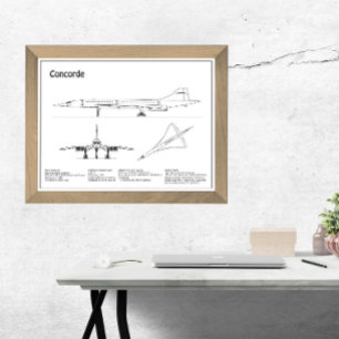 Concorde - Aeroplane Blueprint Drawing Plans BD Photo Print