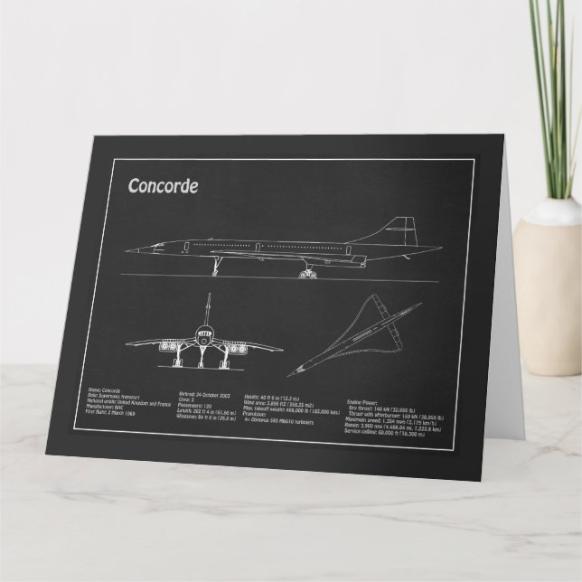 Concorde - Aeroplane Blueprint Drawing Plans PD Thank You Card (Front)