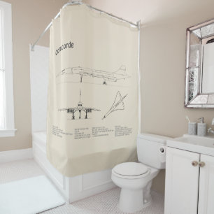 Concorde - Aeroplane Blueprint Drawing Plans SD Shower Curtain