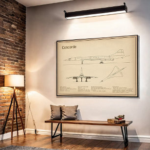 Concorde - Airplane Blueprint Drawing Plans SD Poster