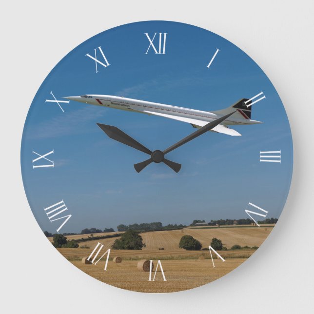 Concorde at Harvest Time Roman dial Large Clock (Front)