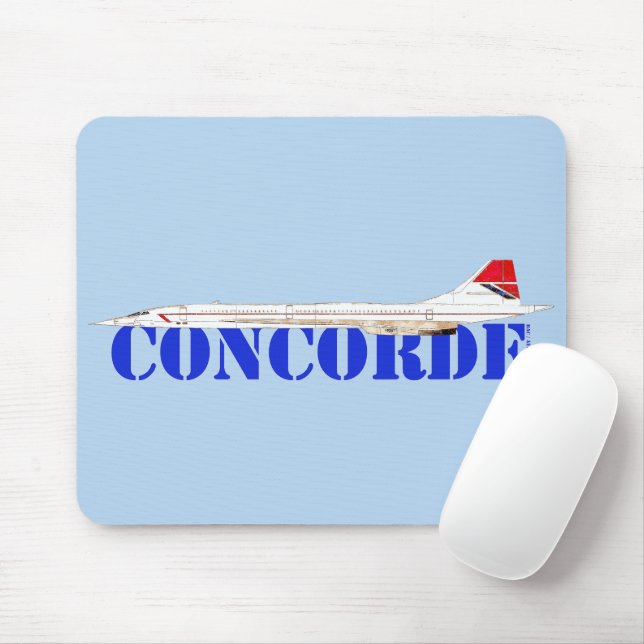 Concorde Jet with Bold Blue Text Mouse Pad (With Mouse)
