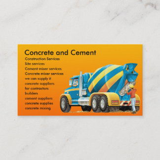 Concrete and Cement Mixer Custom Construction Business Card