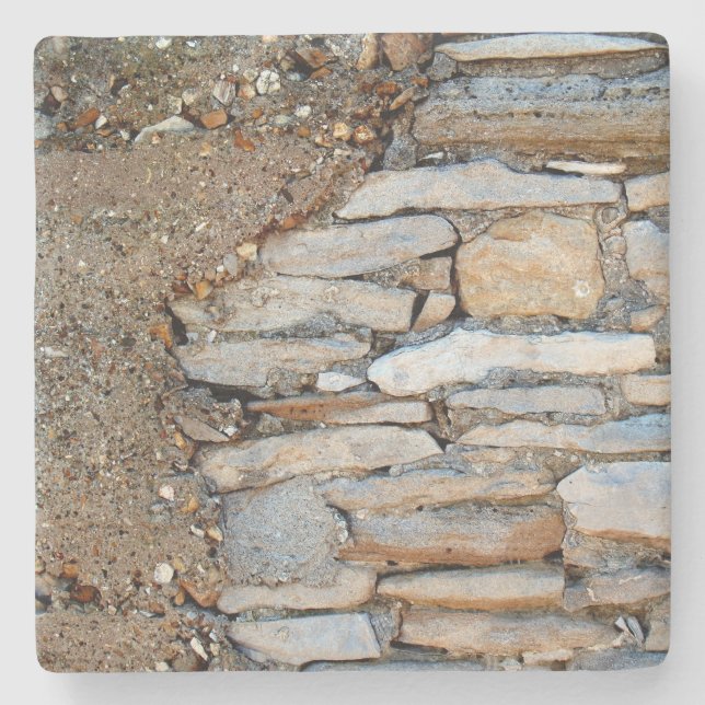 concrete and Stone Textured Wall, Square coaster (Front)