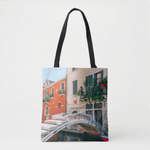 CONCRETE BRIDGE BESIDE WHITE BUILDING TOTE BAG