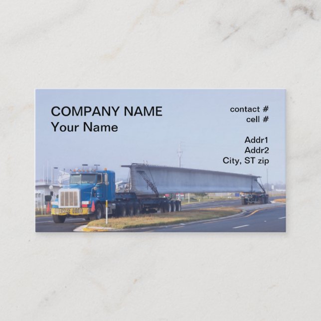 concrete bridge span transport business card (Front)