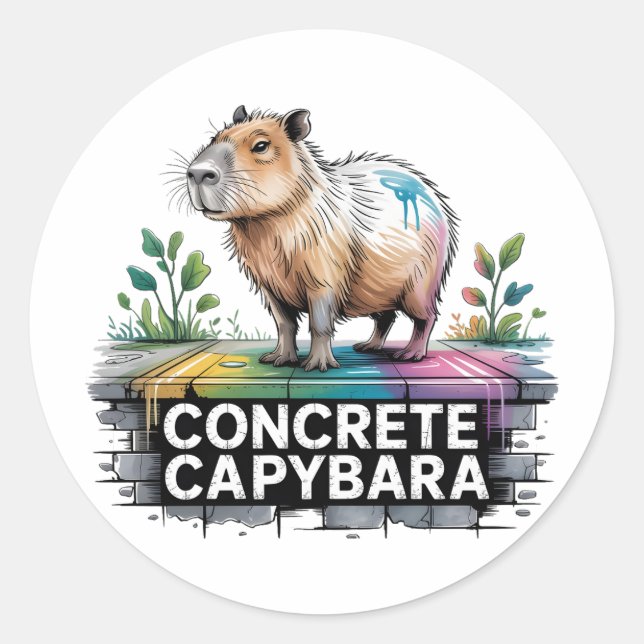CONCRETE CAPYBARA Urban Streetwear Classic Round Sticker (Front)