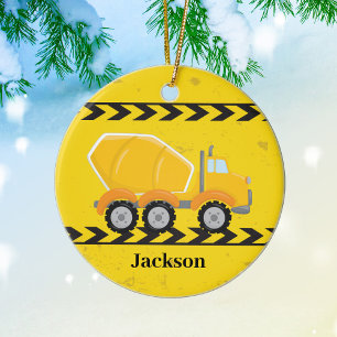 Concrete Cement Mixer Custom Boys Truck Christmas Ceramic Ornament