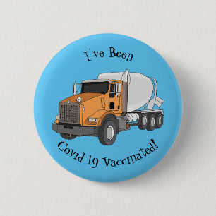 Concrete cement mixing truck cartoon illustration 6 cm round badge
