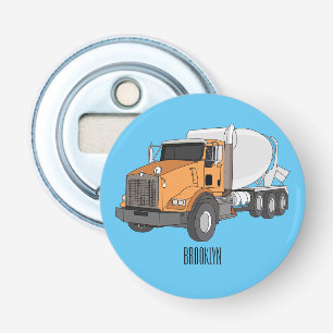 Concrete cement mixing truck cartoon illustration bottle opener