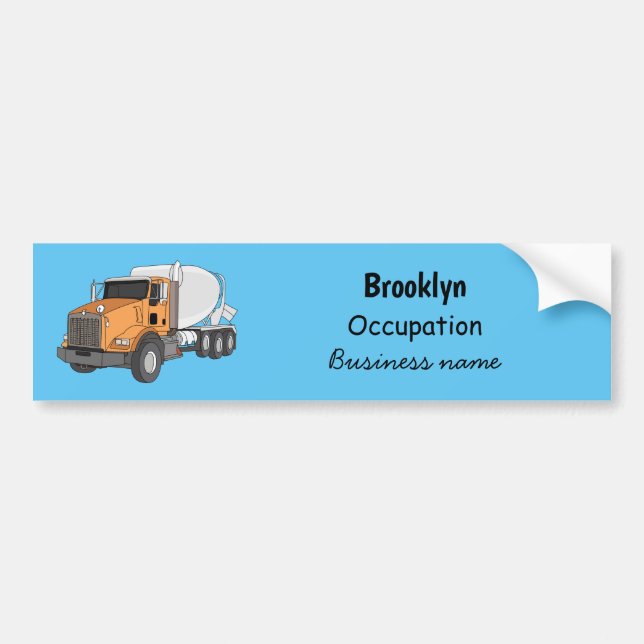 Concrete cement mixing truck cartoon illustration bumper sticker (Front)