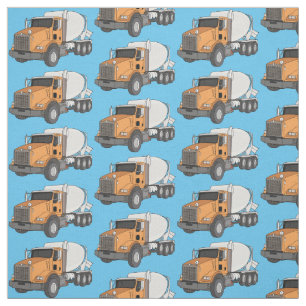 Concrete cement mixing truck cartoon illustration fabric