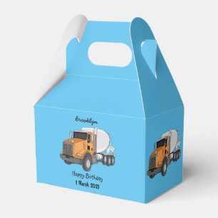 Concrete cement mixing truck cartoon illustration favour box