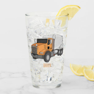 Concrete cement mixing truck cartoon illustration glass