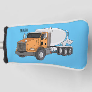 Concrete cement mixing truck cartoon illustration golf head cover