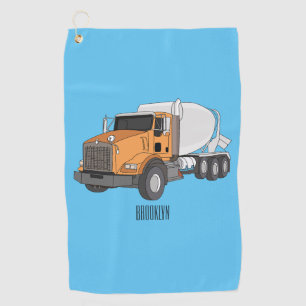 Concrete cement mixing truck cartoon illustration golf towel