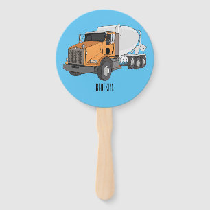 Concrete cement mixing truck cartoon illustration hand fan