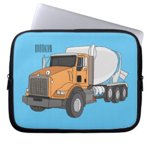 Concrete cement mixing truck cartoon illustration laptop sleeve