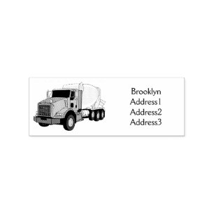 Concrete cement mixing truck cartoon illustration rubber stamp
