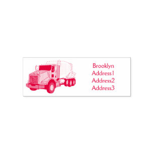Concrete cement mixing truck cartoon illustration self-inking stamp