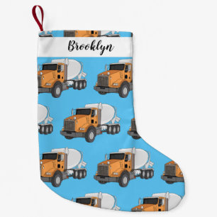 Concrete cement mixing truck cartoon illustration small christmas stocking