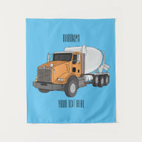 Concrete cement mixing truck cartoon illustration
