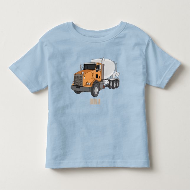 Concrete cement mixing truck cartoon illustration toddler T-Shirt (Front)