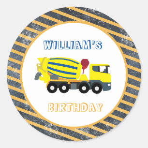Concrete Cement Truck Construction Trucks Birthday Classic Round Sticker