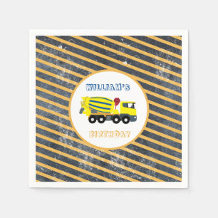 Concrete Cement Truck Construction Trucks Birthday Napkin