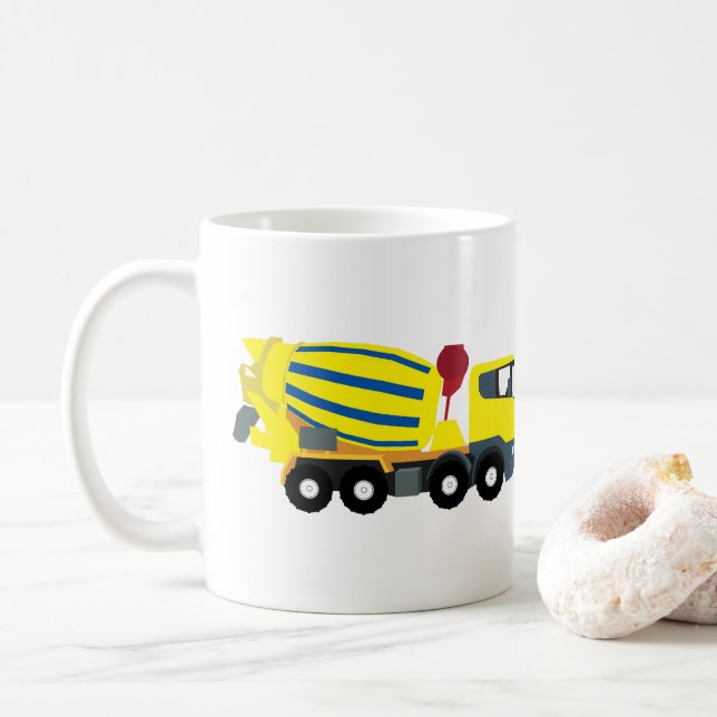 Concrete Cement Truck Construction Trucks Coffee Mug (With Donut)