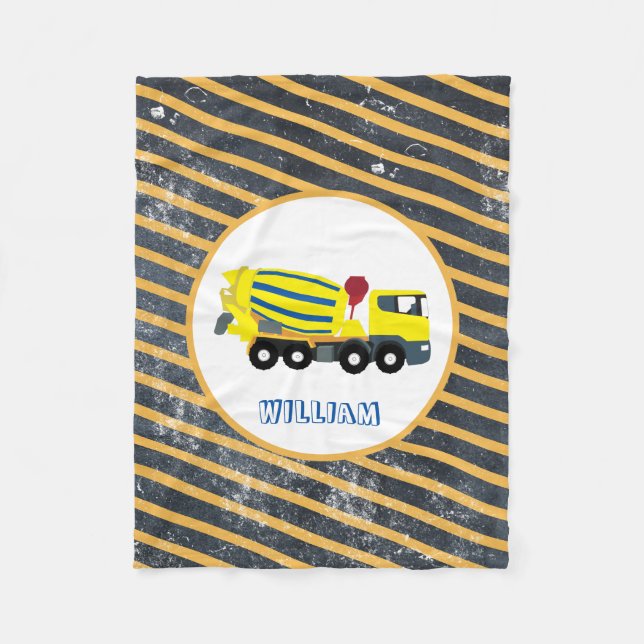Concrete Cement Truck Construction Trucks Fleece Blanket (Front)