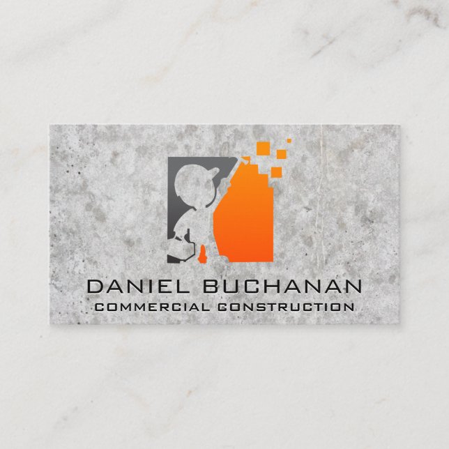 Concrete | Construction Worker Logo Business Card (Front)