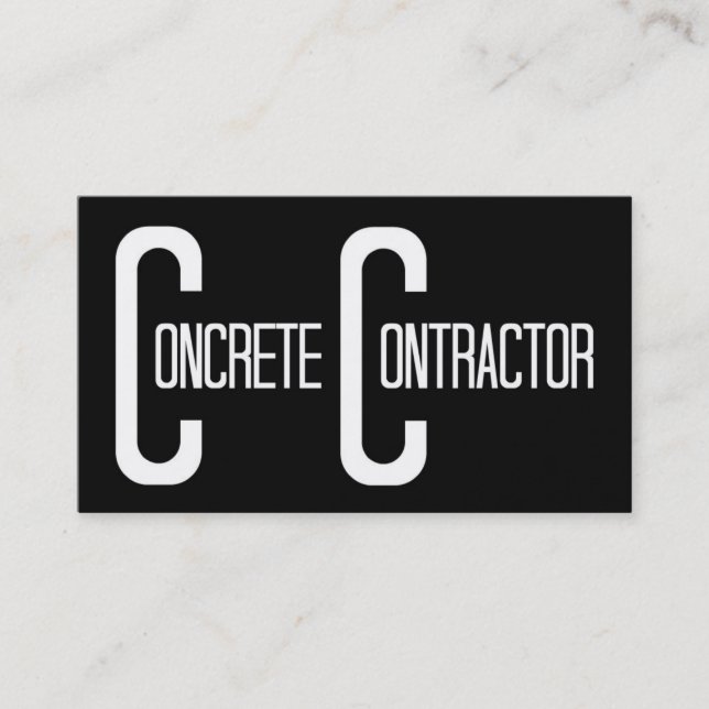 Concrete Contractor Black Simple Business Card (Front)