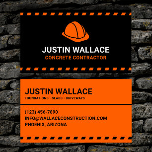 Concrete Contractor Orange Hard Hat Business Card