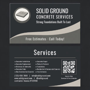 Concrete Contractor QR Code Professional Business Card