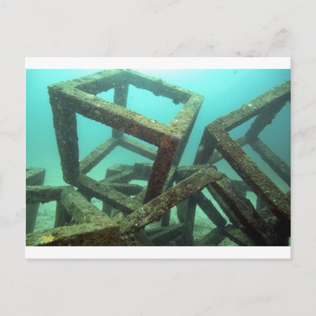 Concrete cubes underwater abstract art postcard (Front)