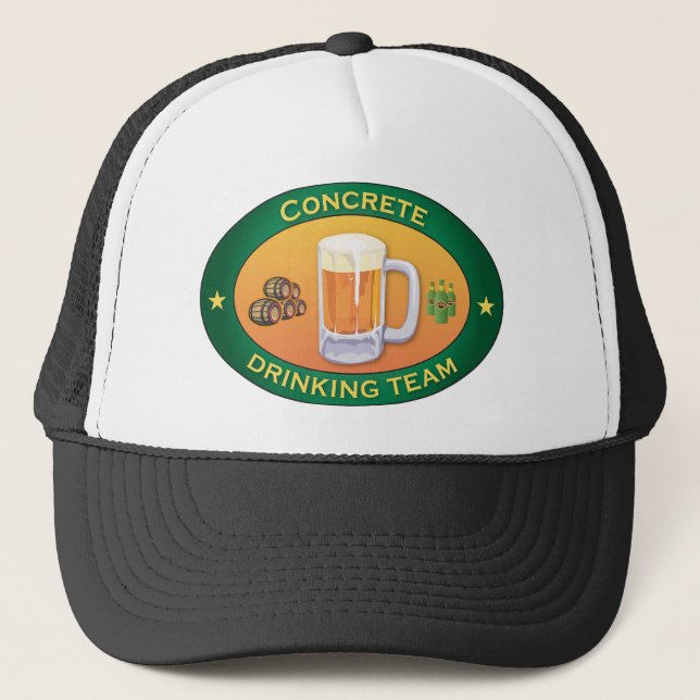 Concrete Drinking Team Trucker Hat (Front)