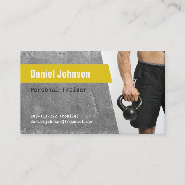 Concrete Fitness Personal Trainer Photo Business Card (Front)