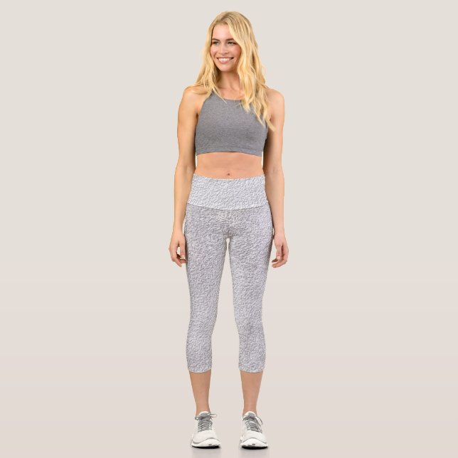 Concrete grey Stone Wall Texture Pattern Capri Leggings (Front)