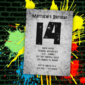 Concrete Grunge Teen Boys Birthday Party Invitation